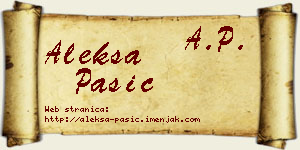 Aleksa Pašić vizit kartica
